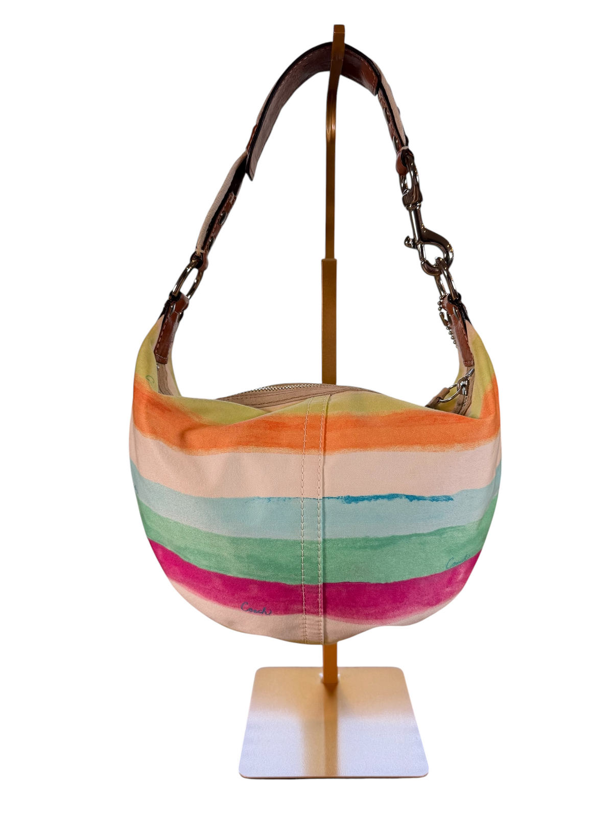 Coach Hampton Watercolor Canvas Striped Hobo Bag (2007)