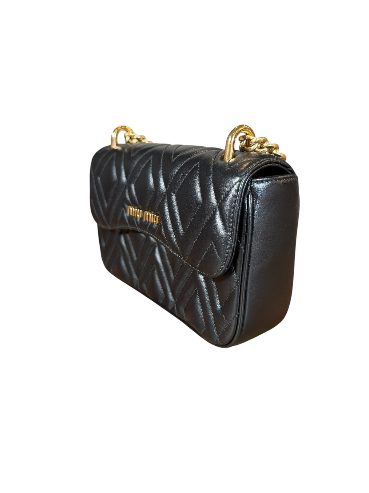 Miu Miu Quilted Matelassé Chain Flap Shoulder Bag (2023)