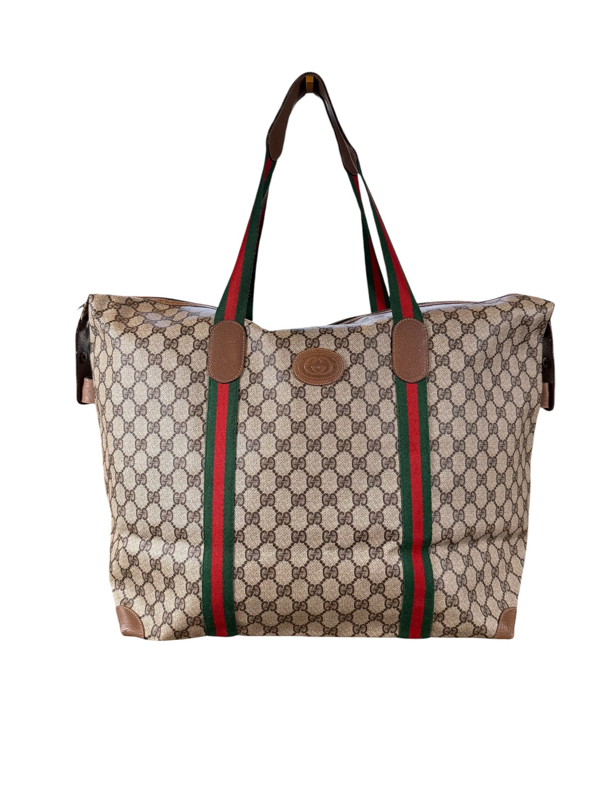 Vintage Gucci GG Supreme Web Stripe Travel XL Tote/Weekender Bag (80's)