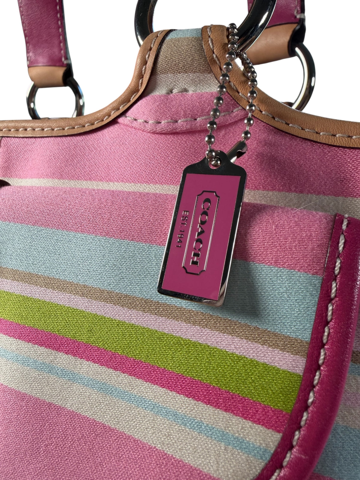Vintage Coach Hampton Soho Twill Stripe Small Tote (2005)