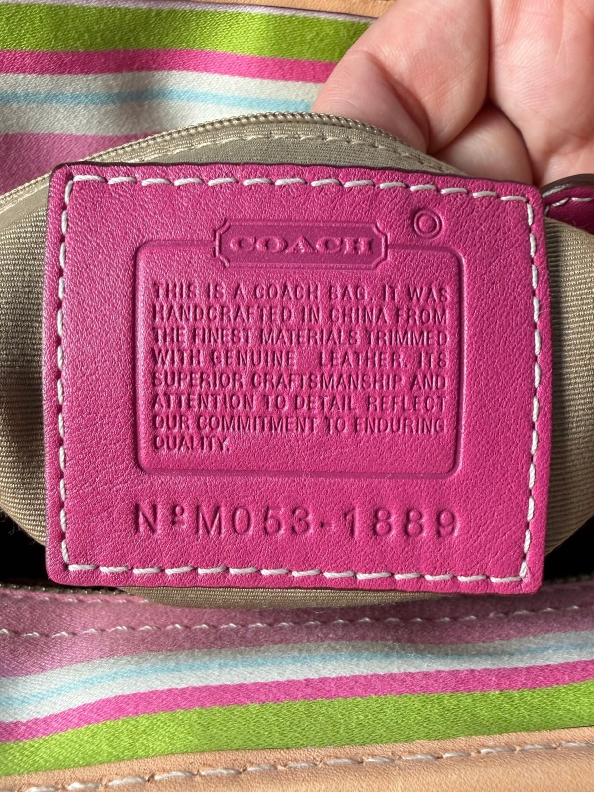 Vintage Coach Hampton Soho Twill Stripe Small Tote (2005)