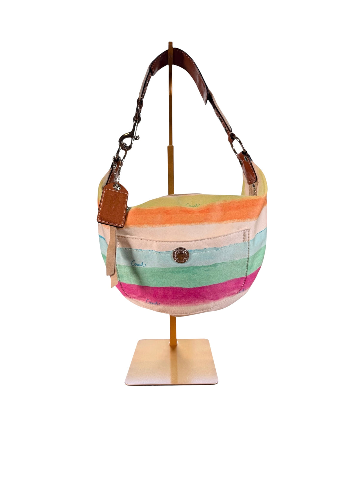 Coach Hampton Watercolor Canvas Striped Hobo Bag (2007)