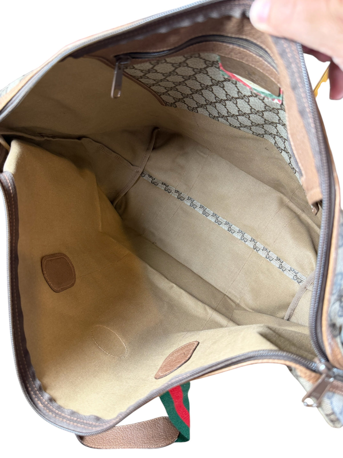Vintage Gucci GG Supreme Web Stripe Travel XL Tote/Weekender Bag (80's)